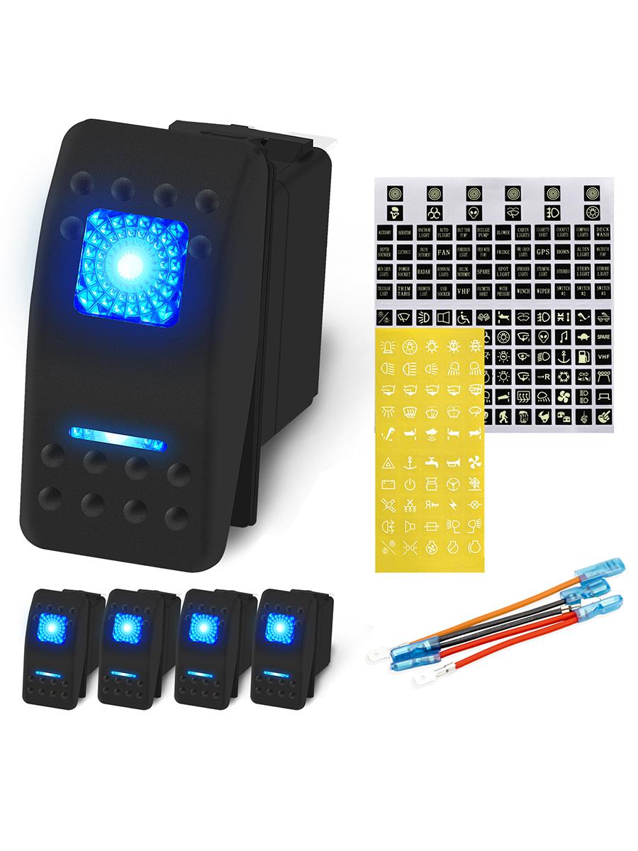 

DaierTek 5PCS UTV автомобильный тумблер 20A 12V синий светодиодный водонепроницаемый тумблер 5 Pin ВКЛ/ВЫКЛ для морской лодки ATV