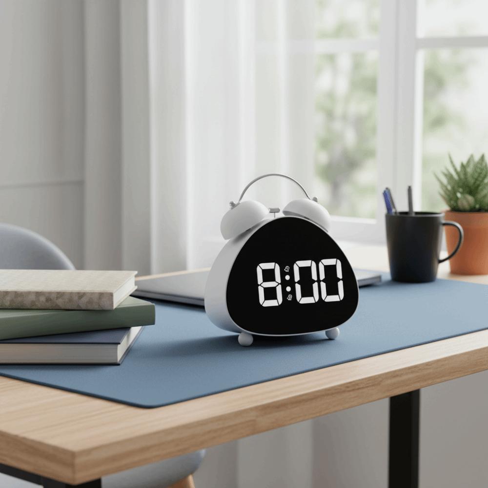 LED Electronic Display LED Clock Super Loud Sound Vintage Electronic Clock Plastic Mechanical Ringing Digital Alarm Clock