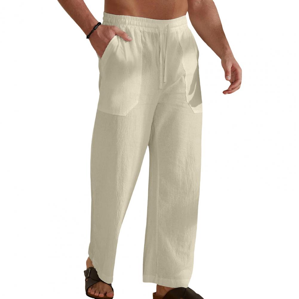 Herren Hose Kordelzug Elastischer Bund Gerades Bein Locker Einfarbig Taschen Schweißabsorption Alltagskleidung Lässige Sporthose Lang