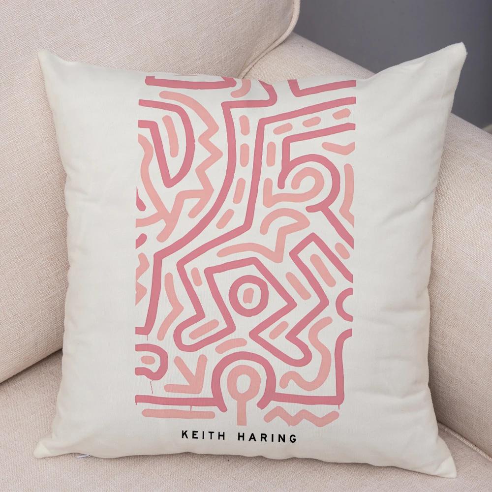 Nordic Style Plush Throw Pillow Case Abstract Keith Artwork Cushion Cover for Sofa Home Car Decor Geometric Art Print Pillowcase