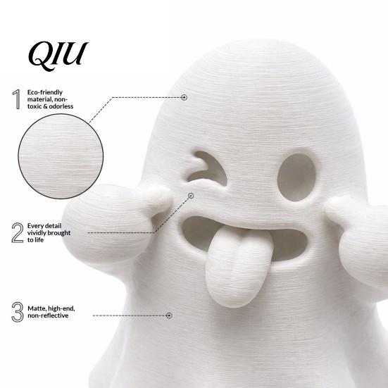 Spooky Home Decor Halloween Ghost Figurine, 3D Printed Cute Face Statue, Desk Accessories Tabletop Ornament for Shelf, Desk, Party Indoor Accents