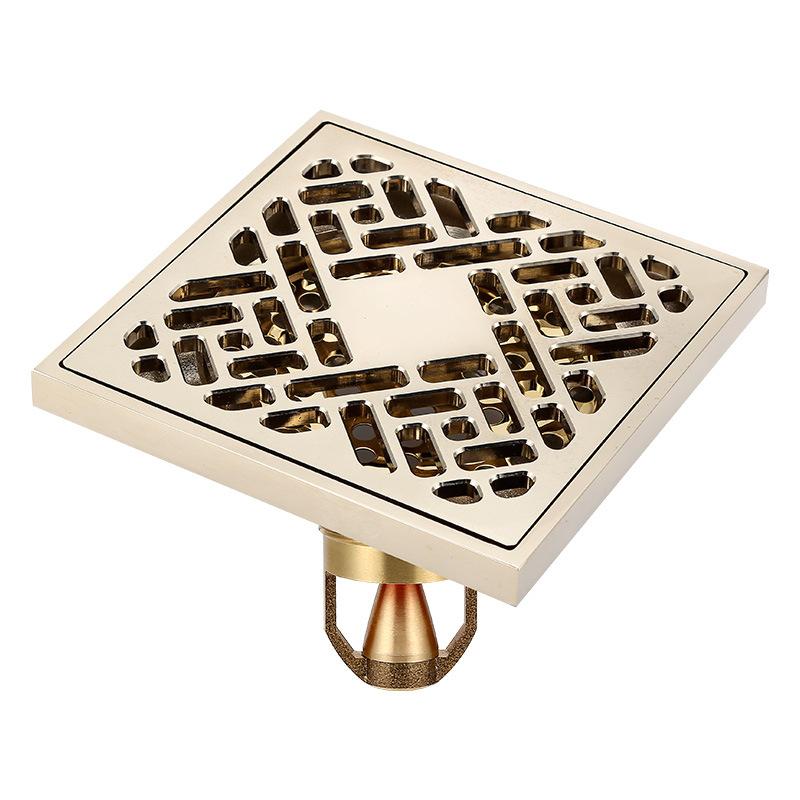 Brass Bathroom Shower Drain 4 Inches Square Floor Drain