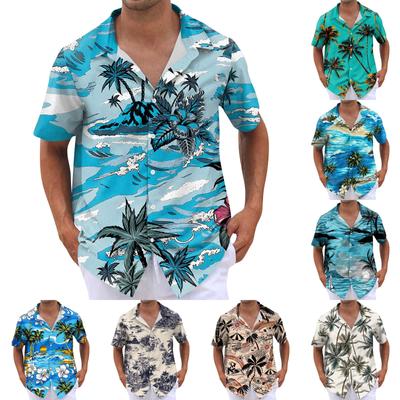 Shirt For Men, Men's Vintage Button Down Bowling Shirts Short Sleeve Summer Beach Shirt