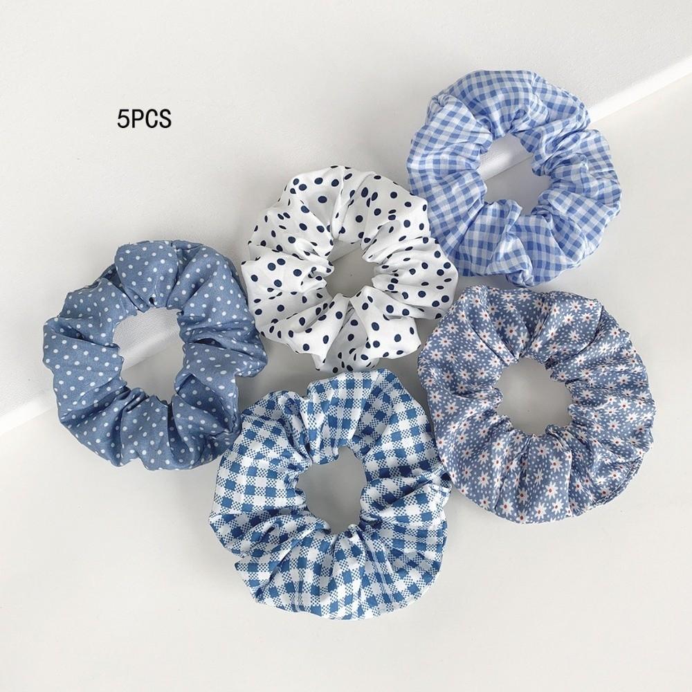 5pcs/set Elastic Floral Fabric Headbands Vintage Floral Ponytail Holder Scrunchie Hair Ties  Daily