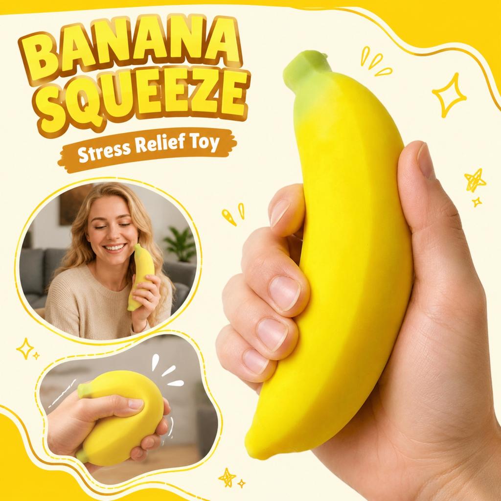 Banana Shaped Mesh Toy Filled with Flour for Squeezing and Stress Relief Suitable for Hand Exercise and Focus