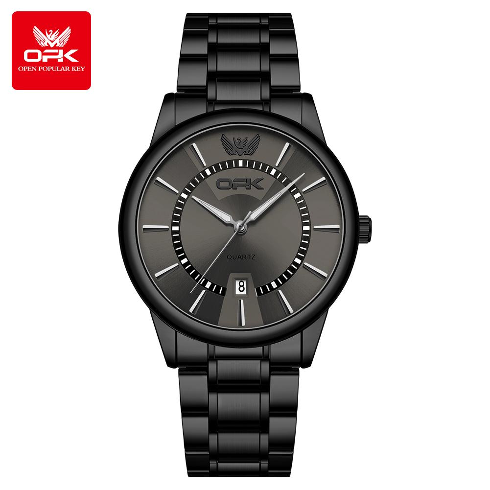 OPK 6036 Original Quartz Watches for Men Steel Strap Waterproof Auto Date Luminous Men's Wristwatches Simple Fashion Man Watch