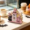 Stable Wooden Napkin Stand Halloween Holder, Cute Pastel Pumpkin Ghost Black Cat Tabletop Tissue Dispenser, Storage for Waterproof Decorative Kitchen