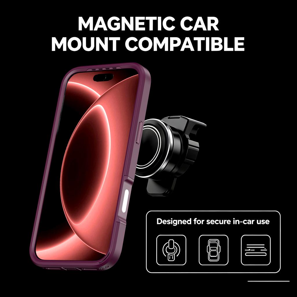 Dual Layer Heavy Duty Armor Magnetic Charger Case for IPhone 18 Pro Max 17 16 15 14 13 12 Military Grade Shockproof Wireless Charger Protection Cover