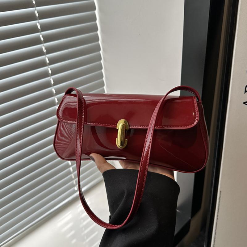 Women's Vintage Solid Color Smooth Texture Shoulder Bag Elegant PU Leather Flap Small Underarm Bag  for Dating, Outings, Parties