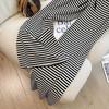 Women's Fashion Black Striped Summer Two-Piece Set: Casual Short-Sleeved Top and Wide-Leg Shorts