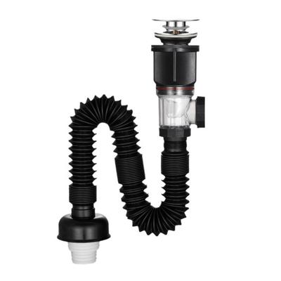 Kit de drenaje para lavabo de baño con sifón flexible expandible a prueba de fugas, prevención de olores, fácil instalación, juego de tuberías de drenaje para lavabo flexible