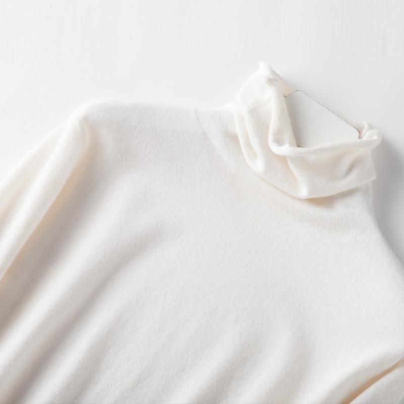 

Женский осенне-зимний пуловер большого размера с высоким воротом - Толстый воротник-стойка, короткий, однотонный, облегающий вязаный базовый свитер M белый