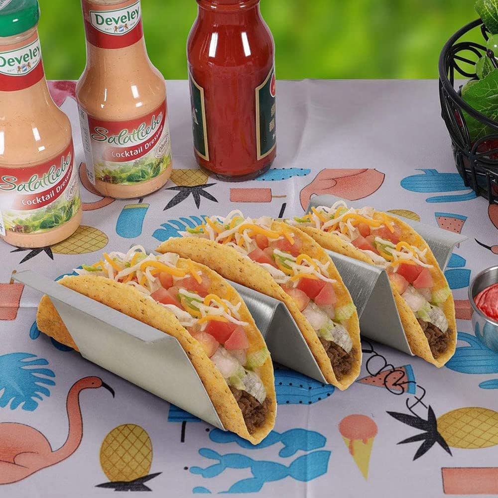 

Taco Holder Pack of 2, Stainless Steel Taco Holder Stand, Holds 3 Tacos, Taco Trays, Taco Stand Up Holder, Taco Stand, Taco Plates Oven Safe for