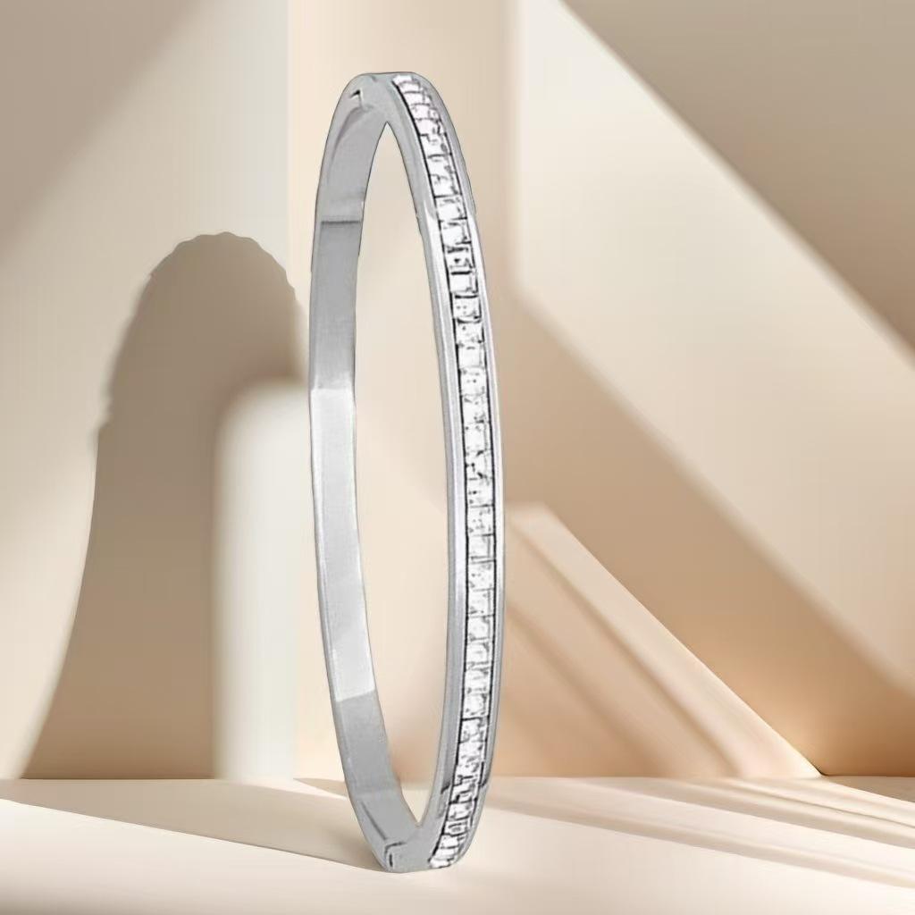 Gold Stainless Steel & Titanium Bracelet with Diamond and Zirconia Inlay - Elegant and Versatile Couple s Style.