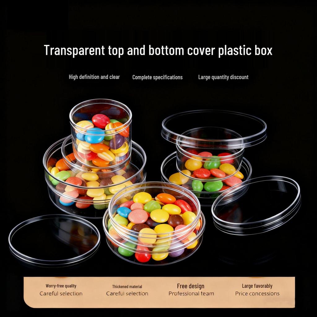 Round Transparent PS Plastic Storage Box with Lid for Digital Accessories, Jewelry, or Snacks