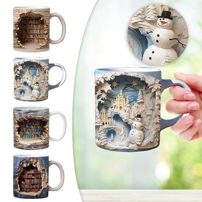 New Ceramic 3D Bookshelf Mug Mug Creative Space Design Multi-Use