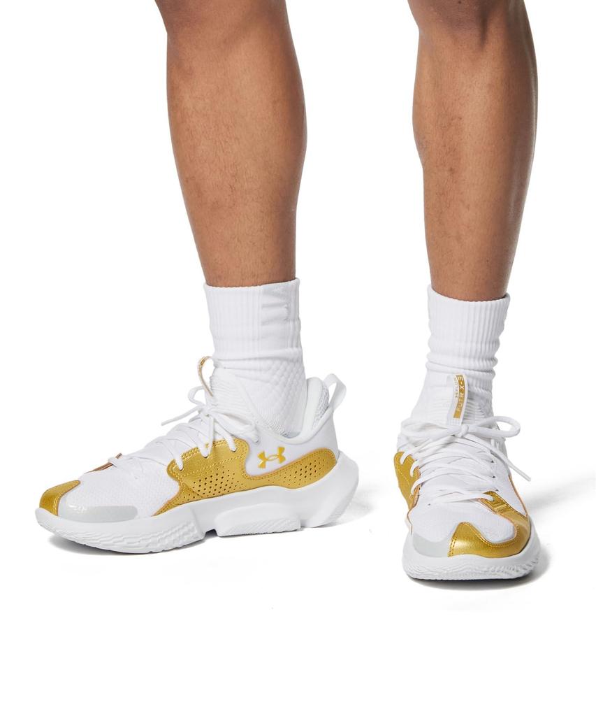 UA FLOW FUTR X 3 Gold [Under Armor] White/White/Metallic 28.5