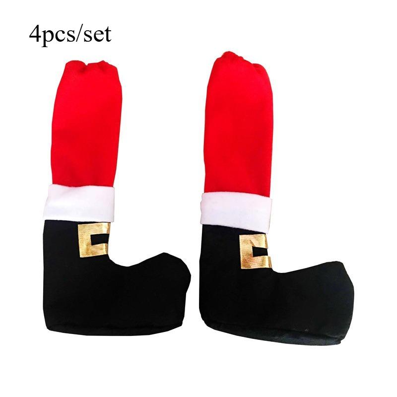 

4pcs/set Christmas Table Chair Leg Covers Wine Bottle Decor Set Polyester Non-Slip Furniture Protectors Holiday Home Decorations 37x18cm