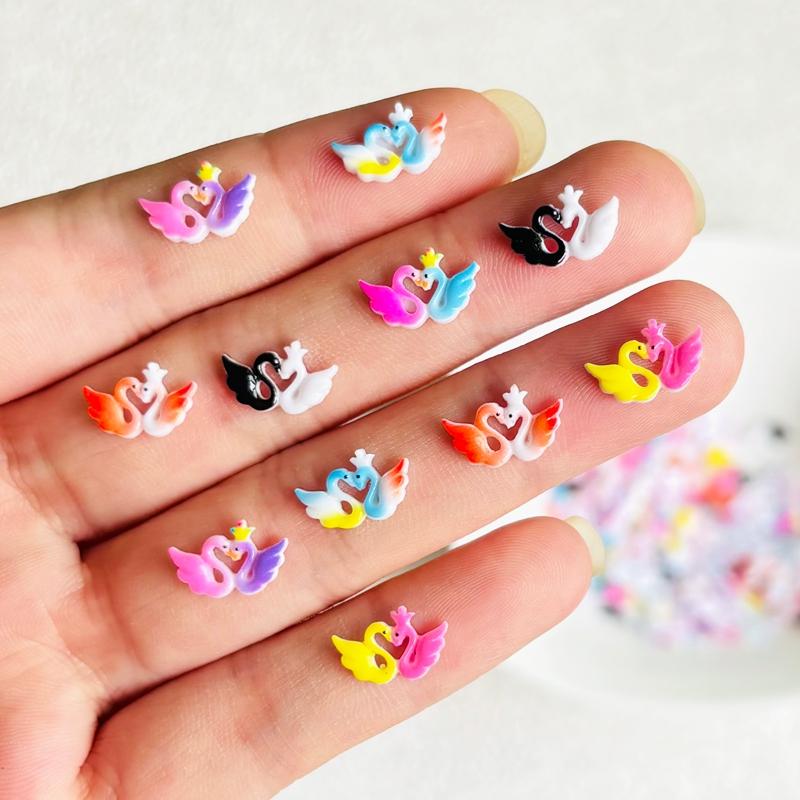 55 Pieces Of Resin Cartoon Swan Rhinestone Decoration Diy , Suitable For Nail Art And Valentine'S Day Jewelry Production A148