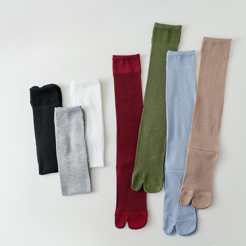 Women's Solid Color Knee-to-Knee Socks Ultra-Thin Transparent Two-Tipped Mesh Lace Socks Slim Long Socks for Summer