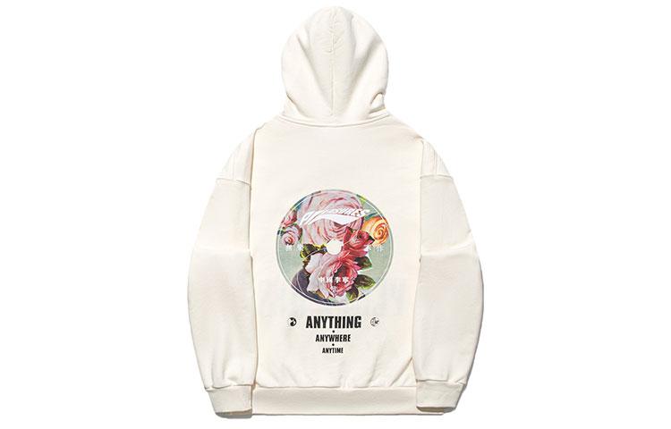 Men's Li-Ning X PLEASURES Sweatshirts Unisex Ecru Hooded Moderate Regular