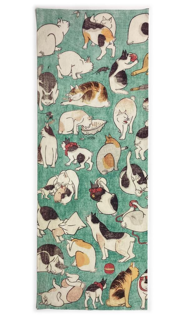 hand New Edition Shigemasa Utagawa Hiroshige Ukiyo-e towel, Cats, III,