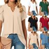 Women's Fashion Casual Solid Color Print Short Sleeve V Neck Blouses & Shirts