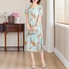 Elegant Long Dresses for Women Plus Size Loose Short Sleeve Vintage Dress Summer Middle-aged Women's Clothing
