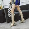 Fashion Women's Winter High Boots Shoes Platform Knee High Boot Patent Gold Silver Heeled Long Party Dance Shoes Lady Large Size 48