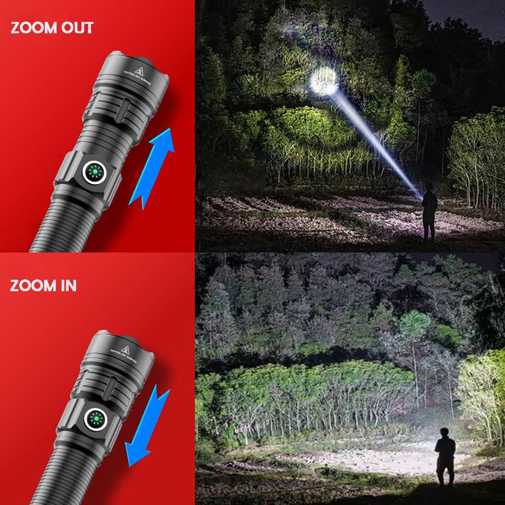 Tactical LED 1200 with Mounting Ring with 20mm Remote Push Switch Flashlight, Lumens, High-Brightness LED, Zoomable, (Compatible Rails),