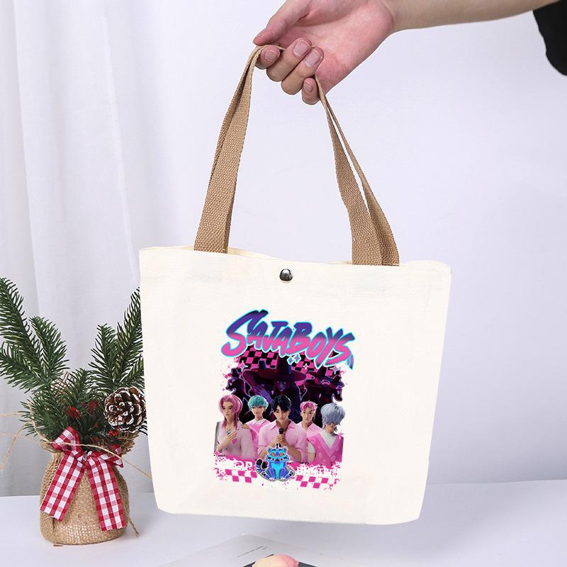 Anime Cartoon Print Student Commuting Trend Handbag Casual Lightweight Canvas Shoulder Bag