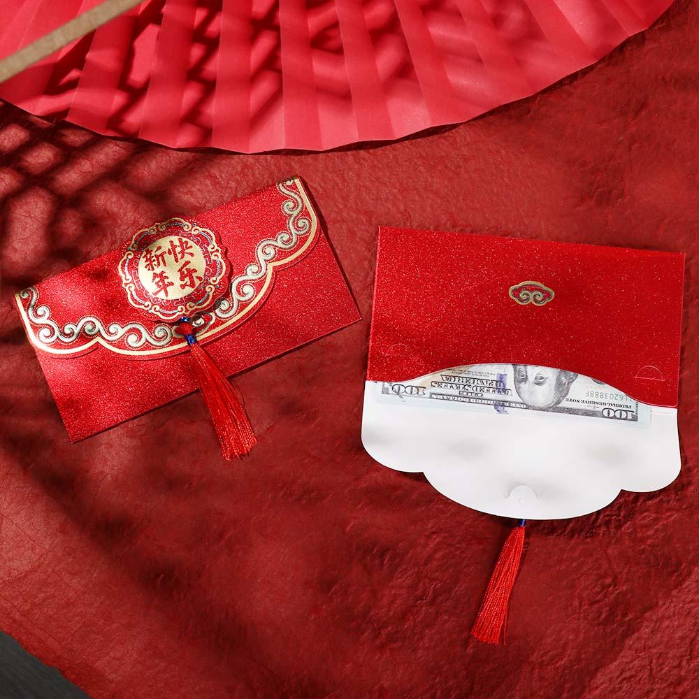 2pcs Red New Year Red Envelope with Tassels Red Pocket HongBao Lucky Money Pocket  Spring Festival