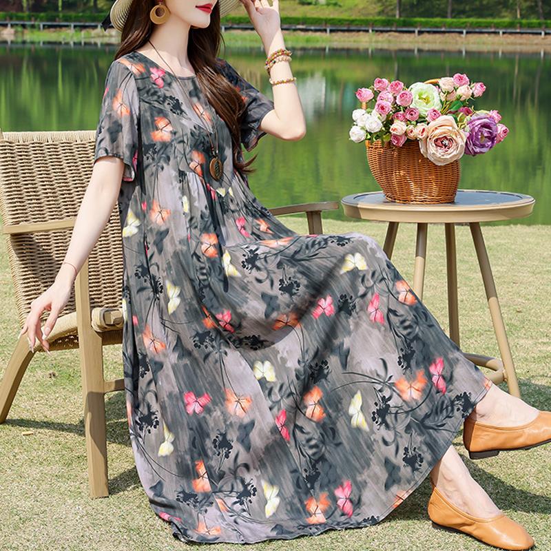 Rochii casual de vară pentru femei Haine vintage Largi Mânecă scurtă Mărimi mari Elegantă Rochie lungă