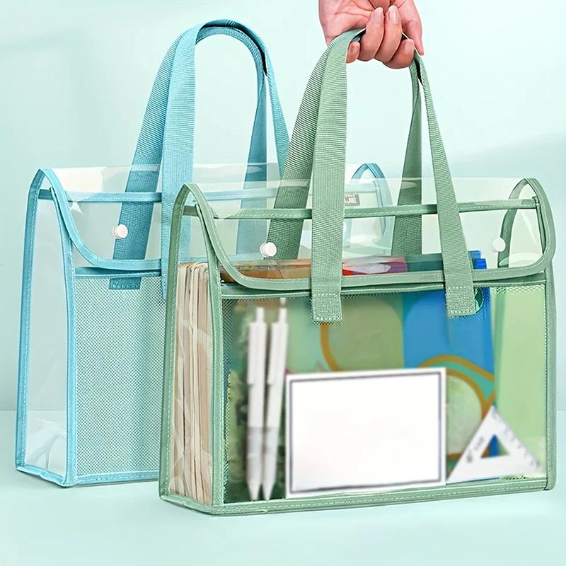 1 Large Capacity Portable Transparent Waterproof Handheld Folder, Expandable File Storage Bag, Pvc Self-Adhesive File Bag