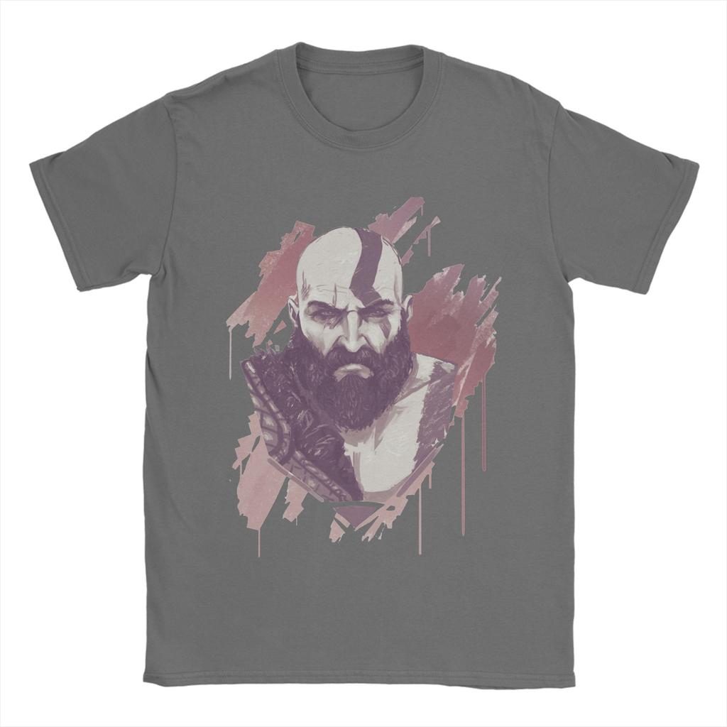 Self Art Gow T Shirts Unisexs Pure Cotton Novelty TShirt Round Neck God of War Kratos Tees Short Sleeve Tops Plus Size