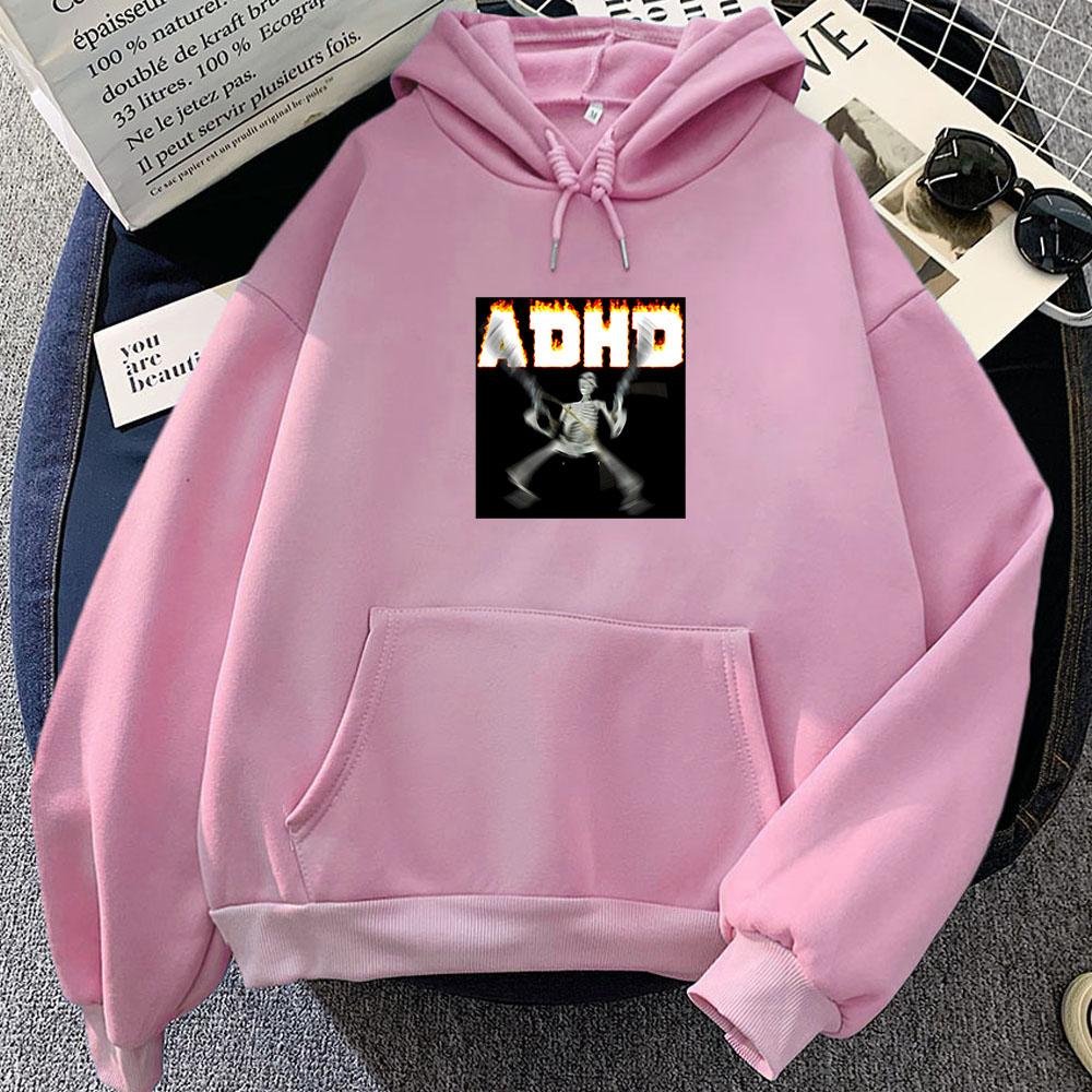 Adhd Skeletn Meme Funny Printed Hoodie Pop Casual Sweatshirt for Autumn/Winter Retro Clothing Gothic Pullovers