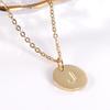 18K Gold Stainless Steel Minimalist Letter Necklace with 26 Round Pendant Options