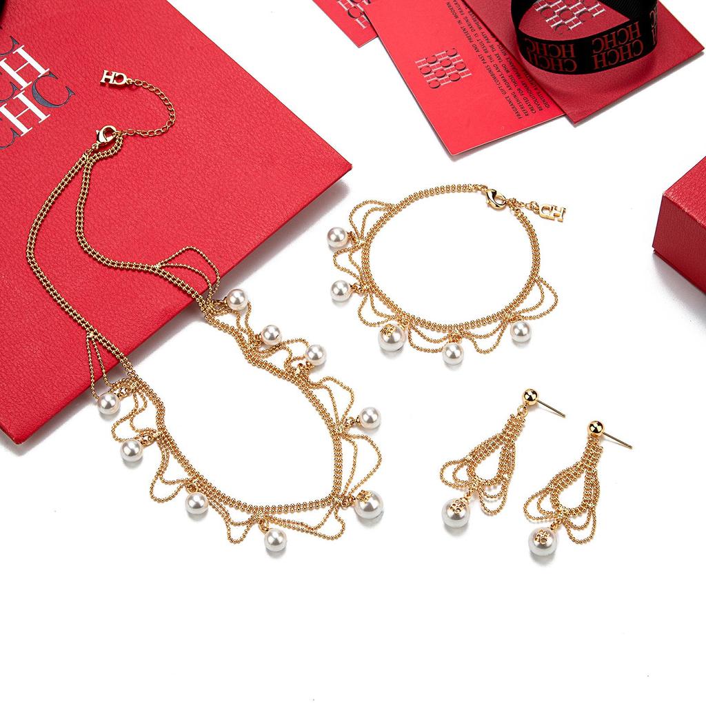 CHHC Designer Long Tassel Pearl Fairy Earrings for Women