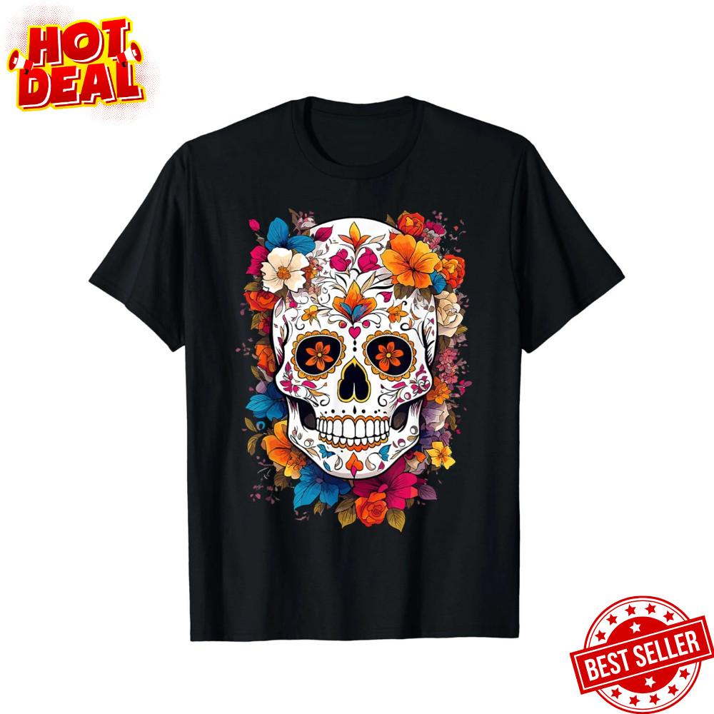 Dia De Los Muertos 2025 Sugar Skull La Catrina Halloween Unisex Graphic T-Shirt Unisex T-Shirt XL