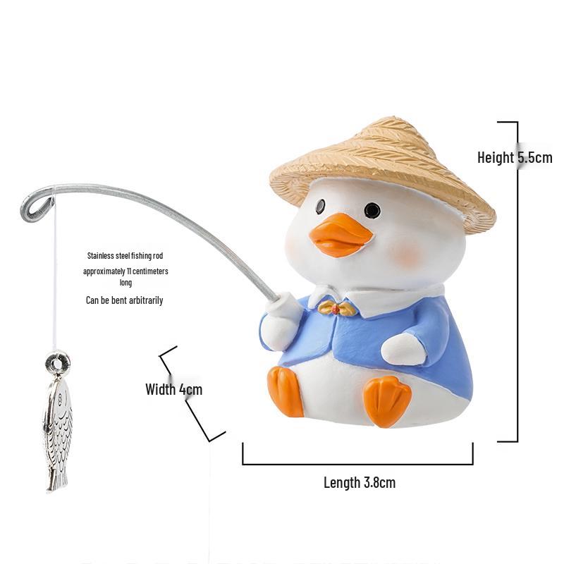 Creative Aquarium Decoration: Cute Animal Fishing Ornaments with Waterfall Rockery for Fish Ponds