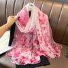 Print Silk Scarf Hijab Women Spring Deisgn Soft Beach Stoles Elegant Head Scarves Echarpe Shawl Satin Large Wrap Echarpe Bandana