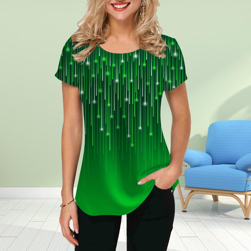 Mode Damen Meteor Print T-Shirt Lustiges Casual O-Ausschnitt Kurzarm T-Shirt Sommer Damen T-Shirt