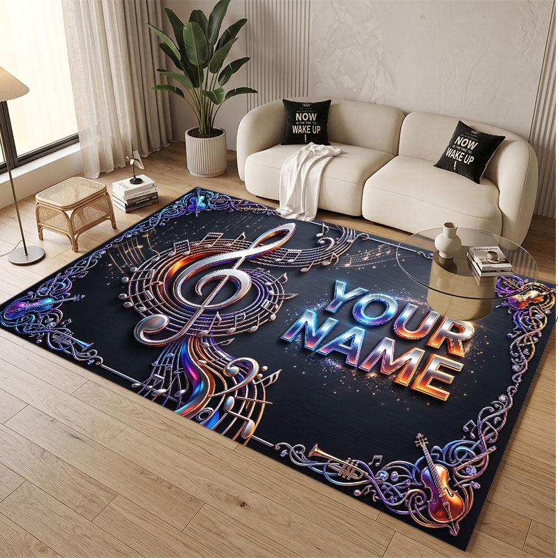 Decorative Artwork Theme Soft Crystal Velvet Rug Custom Name & Text Print Non Slip Floor Rug for Bedroom Living Room