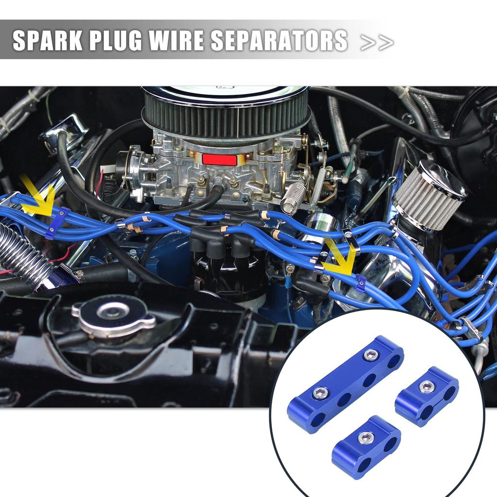X AUTOHAUX Engine Spark Plug Wire Separator Loom Divider Organizer Clamp Aluminum Alloy 28mm Set of 2 Blue