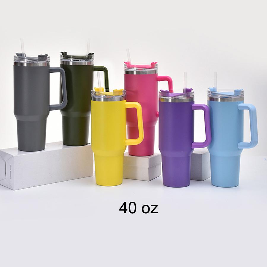 Insulated Tumbler Straw Stainless Steel Coffee Cup Car Vacuum Flasks Portable Water Bottle 20 30 40 Oz Tumbler With