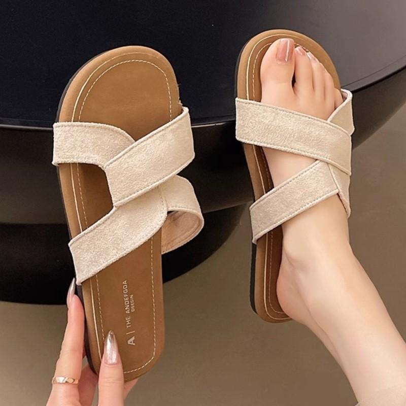 Mode 2025 Neue Sommer Herbst Damen Twist Knoten Gekreuzte Sandalen Rutschfeste Flache Lässige Resort Strand Outdoor Hawaii Einfarbige Hausschuhe