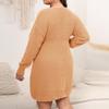 Big Size Women's And Winter Color V-Neck Woven Sweater Dresses Waisted Dresses