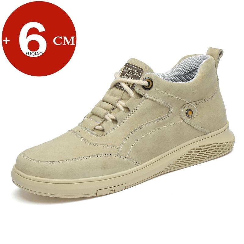 Man Elevator Shoes Genuine Leather Lift Sneakers Men's Sports Chunky Hidden Heels Height Increase Insole 6CM Men Shoes