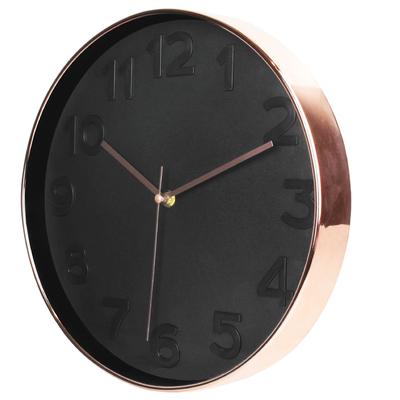 [Q1687] – Stille Uhr „Design“ Schwarzgold Rosé – 30,5 cm