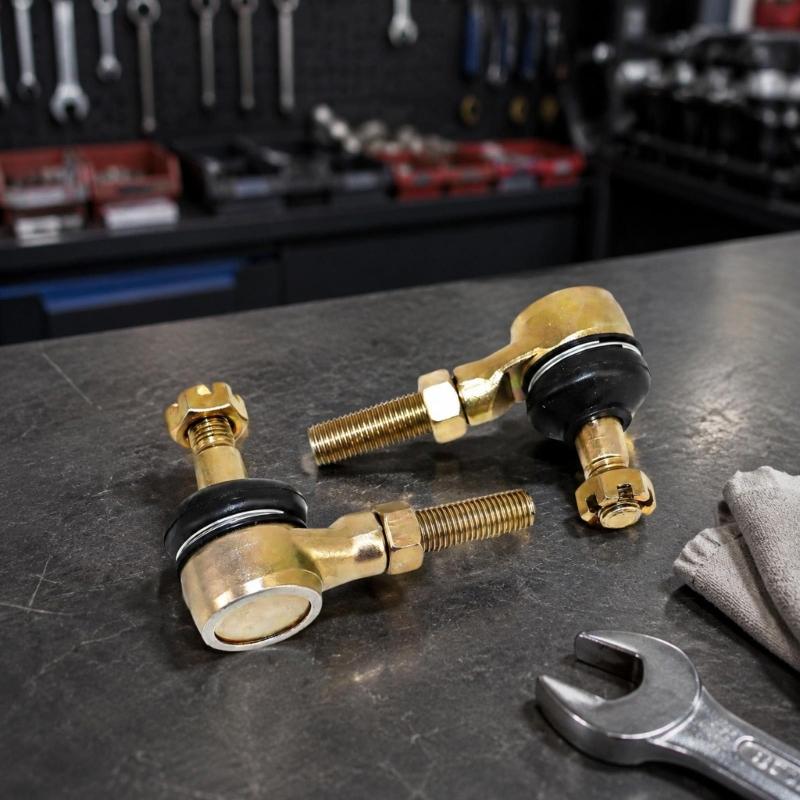 M10 X 10 Steering Ball Joint Pair for Go Kart Linkage Service, Threaded Joints with Dust Boots, Lock Nuts, Castellated Nuts and Cotter Pins